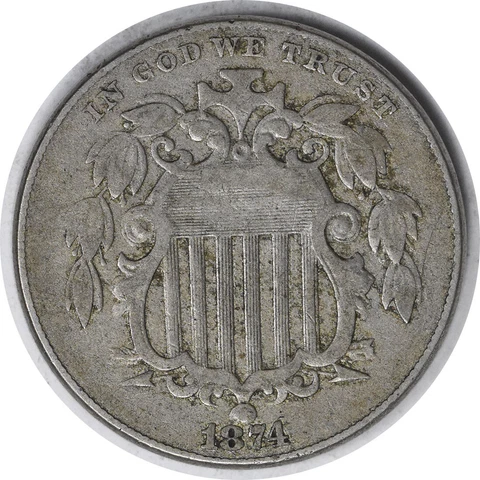 1874 Shield Nickel VF Uncertified #1123 Cover