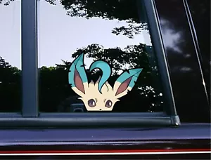 Leafeon Peek Peeker Peeking Window Vinyl Car Decals Anime Pokemon Eevee Stickers - Bild 1 von 4