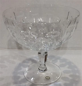 VTG ETCHED CRYSTAL  STEMMED COMPOTE MADE IN HUNGARY.. EXQUISITE / PRISTINE - Picture 1 of 10