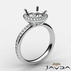 Halo Pave Setting Semi Mount Diamond Eternity Shank Engagement Ring 0.60 Ctw. - Picture 1 of 33