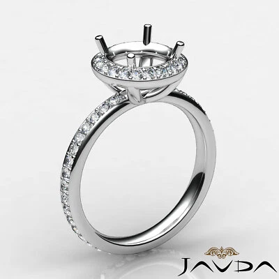 Halo Pave Setting Semi Mount Diamond Eternity Shank Engagement Ring 0.60 Ctw. - Image 1 of 4