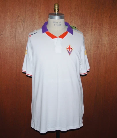 NWT LOTTO sz XXL Fiorentina Soccer White Polo Shirt Jersey Cover