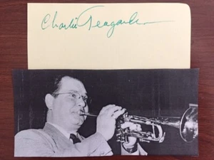 CHARLIE TEAGARDEN SIGNED SLIP, AMERICAN JAZZ TRUMPETER, SMOKEY JOE - Picture 1 of 1