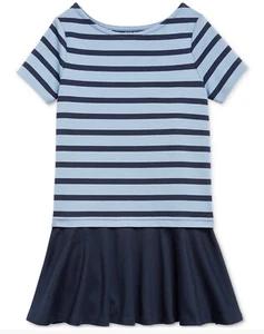 Polo Ralph Lauren Little Girls Striped Stretch Ponte Dress Size 4/4T Navy NWT - Picture 1 of 2