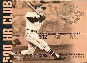 ⚾️ INSERTS ⚾️ 2002 Upper Deck Piece of History 500 HR Club, Eddie Matthews, #HR6 - Picture 1 of 2