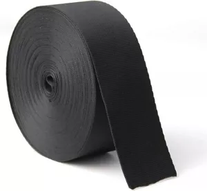 Black Nylon Heavy Duty Webbing Strap Polypropylene Heavy Straps Black 1.5 Inch - Picture 1 of 7