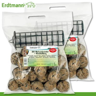 Erdtmanns 2 x 1700 g Meisenknödel (je 20 Stück) ohne Netz mit Knödelboy