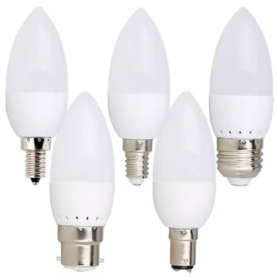 LED Candle Light Bulbs White Chandelier Lamp Screw E12 E26 E27 E14 B22 3W 2835 - Image 1 of 4