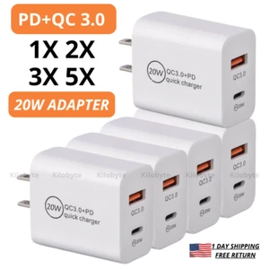 For iPhone 15 14 13 12 Pro Max Samsung 20W Fast Charger USB-C PD Power Adapter - Picture 1 of 13