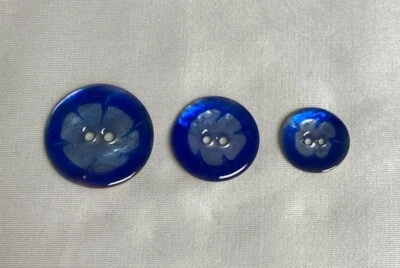 Italian Dyed Blue Natural Shell MOP Pearl Button (3 Sizes to Choose From) - Image 1 of 4