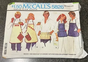 5826 McCalls Patrón de Costura Delantales Zapatero Media Barbacoa P 70s Soporte Olla - Imagen 1 de 3