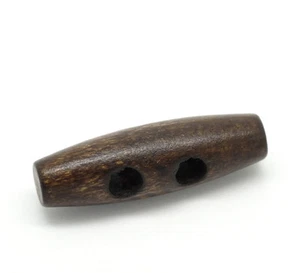 Die Perlen- und Knopfbox - dunkle kaffeefarbene Knebelknöpfe aus Holz 35 mm - Bild 1 von 2