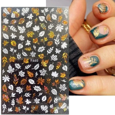 NAIL STICKERS FLOWERS TULIPS Nail Art Wasseraufkleber Aufkleber Herbst Winter Herbst Ahornblatt Blätter Fern F660G