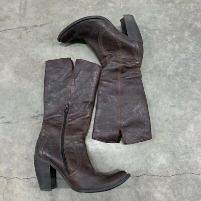 LAVORAZIONE ARTIGIANA  Brown Leather Cone Heel Boots Mid... - Image 1 of 4