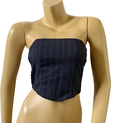 Camisa corta corsé sin tirantes azul marino talla pequeña DIVIDED H&M para mujer Foto 1 de 4