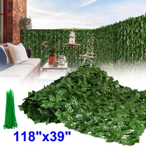 118x39" in Artificial Faux Ivy Palm Leaf Privacy Fence Panel Screen Hedge Decor - Picture 1 of 19
