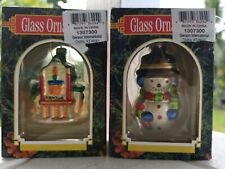 Vtg Gerson Co 2 Christmas Holiday Ornament Snowman & Emporium Glass Blown Decor 