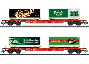 Trix Set 24509 2 Container Wagon AAE Carlsberg Ep 6 NEW On Request AC Axles - Picture 1 of 1