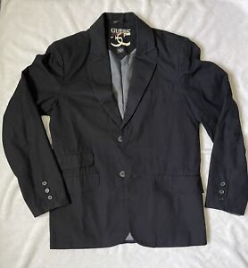 GUESS Men's Sport Coat Blazer Jacket Black Cotton Size Medium