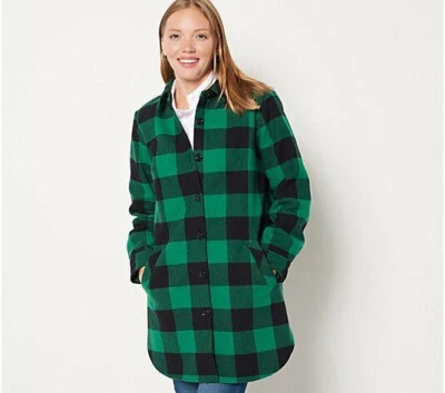 Joan Rivers Buffalo Check Jacket With Fleece Lining Green / Black Size L A461881 - Image 1 of 3