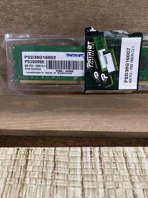 1QTY! Patriot Memory PC3-12800 8 GB DIMM 1600 MHz SDRAM Memory PSD38G16002 CL11 - Image 1 of 3