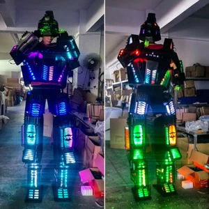 LED Robot Illuminated Stilt Costume Suit Armour Set DJ Party Show Light Clothing - Picture 1 of 8