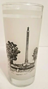 Bicchiere Bicchiere Vintage Texas 150° Anniversario Monumento San Jacinto Norman Baxter - Foto 1 di 4