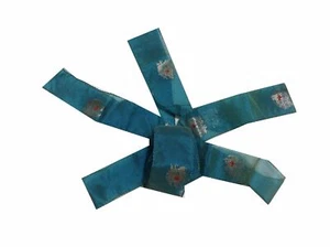 Om Vintage Sari Border Art Silk Beaded Blue Ribbon Lace Trim 1 W" L273 - Picture 1 of 6
