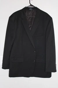 SOLID BLACK SADDLEBRED WOOL BLEND METAL BUTTON BLAZER JACKET sz 52R sport coat - Picture 1 of 6