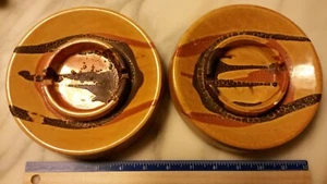 2 Vintage Royal Haeger Aschenbecher Retro Mid Century groß Gold Desert 2070 USA 6" - Bild 1 von 5