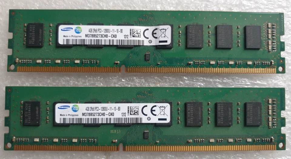 Samsung DDR3 8GB 2x4GB RAM Memory PC3-12800U 1600Mhz Desktop Pc 240pin 1.5v - Image 1 of 1