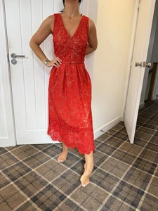 LIPSY SIZE 16 DRESS VIP PREMIUM RED NUDE  SKATER PROM STYLE BRAND NEW WITH TAGS - Picture 1 of 6