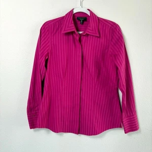 Camisa Foxcroft No Plancha Ajustada Botón Frontal Talla 6 Rosa Rayas Mangas Largas - Imagen 1 de 12