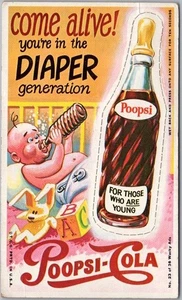Tarjeta de colección 1969 Topps Wacky Packages intercambiable/coleccionista "Poopsie-Cola" - Imagen 1 de 2