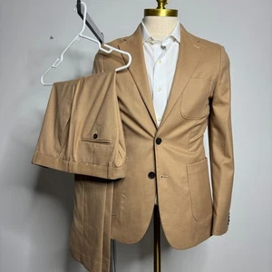 Tuta Express Extra Slim Fit Marrone Tan 36R 32W Lana Tinta Unita - Foto 1 di 13