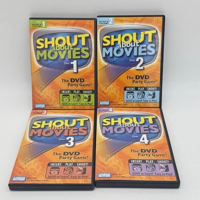 Shout About Movies DVD Party Game 4-Disc Bundle | Interactive Movie Trivia Games Foto 1 de 4