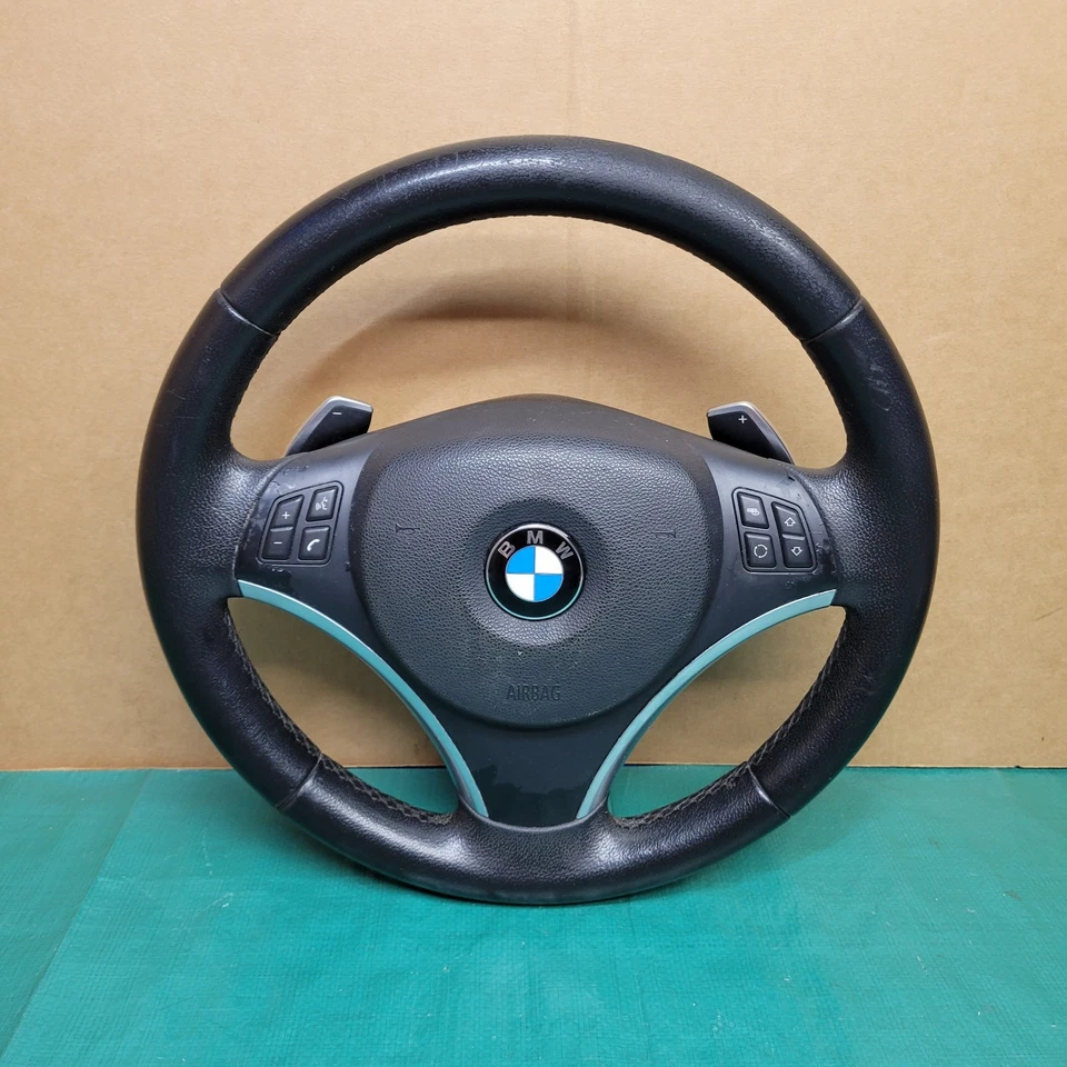 2007-2011 BMW E90 E92 E93 328i 330i 335i Sport Steering Wheel Leather W/ Paddle - Image 1 of 4