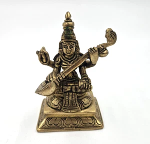 Hindu Göttin Messing Briefbeschwerer Lakshmi Shakti von Vishnu Figur 5" - Bild 1 von 4