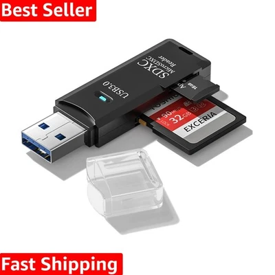 2-in-1 Micro SD & SD Card Reader - 5Gbps USB 3.0 Adapter for Fast File Transfers - Image 1 of 4