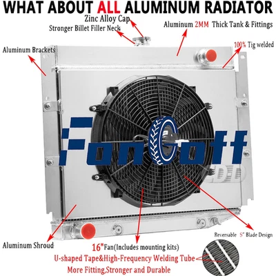 4 Rows Radiator Shroud Fan For 1969-1971 Dodge D100 W100 200/D300 Pickup 6.3L V8 - Image 1 of 4