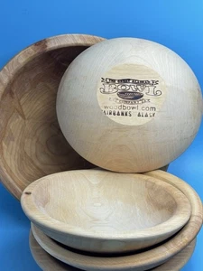 The Great Alaskan Bowl Company Wood Bowl Set 5 Piece Handmade Wooden - Picture 1 of 13