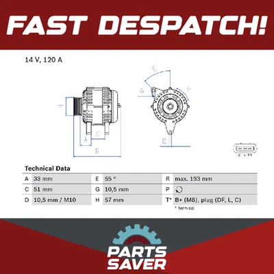 Alternator 0986083830 Bosch 373002A401 373002A600 373002A601 373002A651 Quality - Image 1 of 4