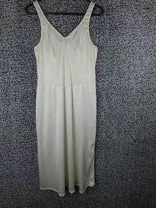 Vintage Warners 38 Nylon Full Slip Made in USA Cream V-Neck Lace Hem Lingerie - Picture 1 of 11