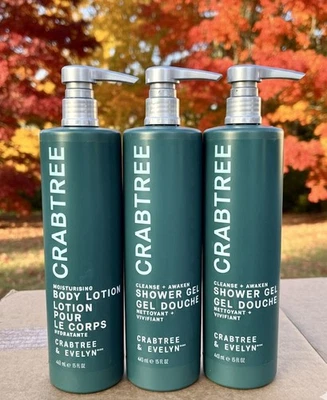 Paquete de 3 gel de ducha Crabtree & Evelyn - Cleanse + Awaken ◊ loción corporal 15 OZ Ea. Foto 1 de 4
