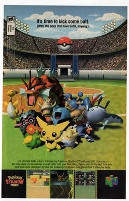 2001 Pokemon Stadium 2 Vintage Original PRINT AD | Nintendo Video Game, Pikachu - Image 1 of 2