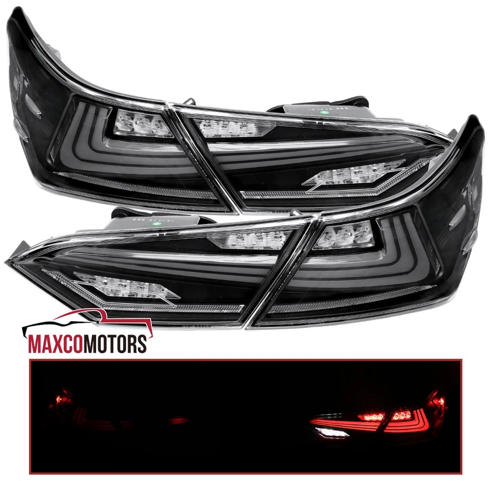 Black Tail Lights Fits 2018-2022 Toyota Camry Sequential LED Signal Brake Lamps Foto 1 de 4