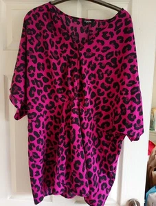 Simply Be Women's Pink Animal Print Top Size 22 - Picture 1 of 6