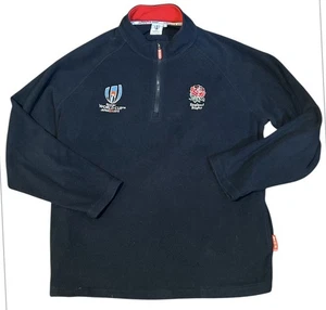 England Rugby Japan 2019 World Cup Fleece Jacket Mens XL Blue 1/4 Zip Pullover - Picture 1 of 9