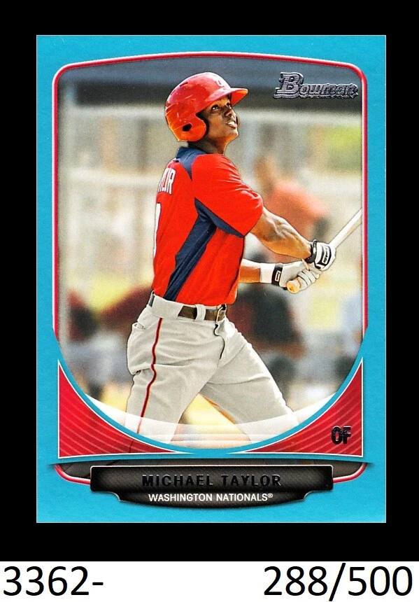 1-2013 BOWMAN PROSPECTS BLUE PARALLEL MICHAEL TAYLOR ROYALS 28/500 CARD#BP47 - Image 1 of 1