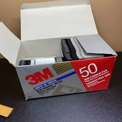 open box 3M Pack Of 34 IBM Formatted High Density Diskettes DS,HD 3.5" unused - Image 1 of 4